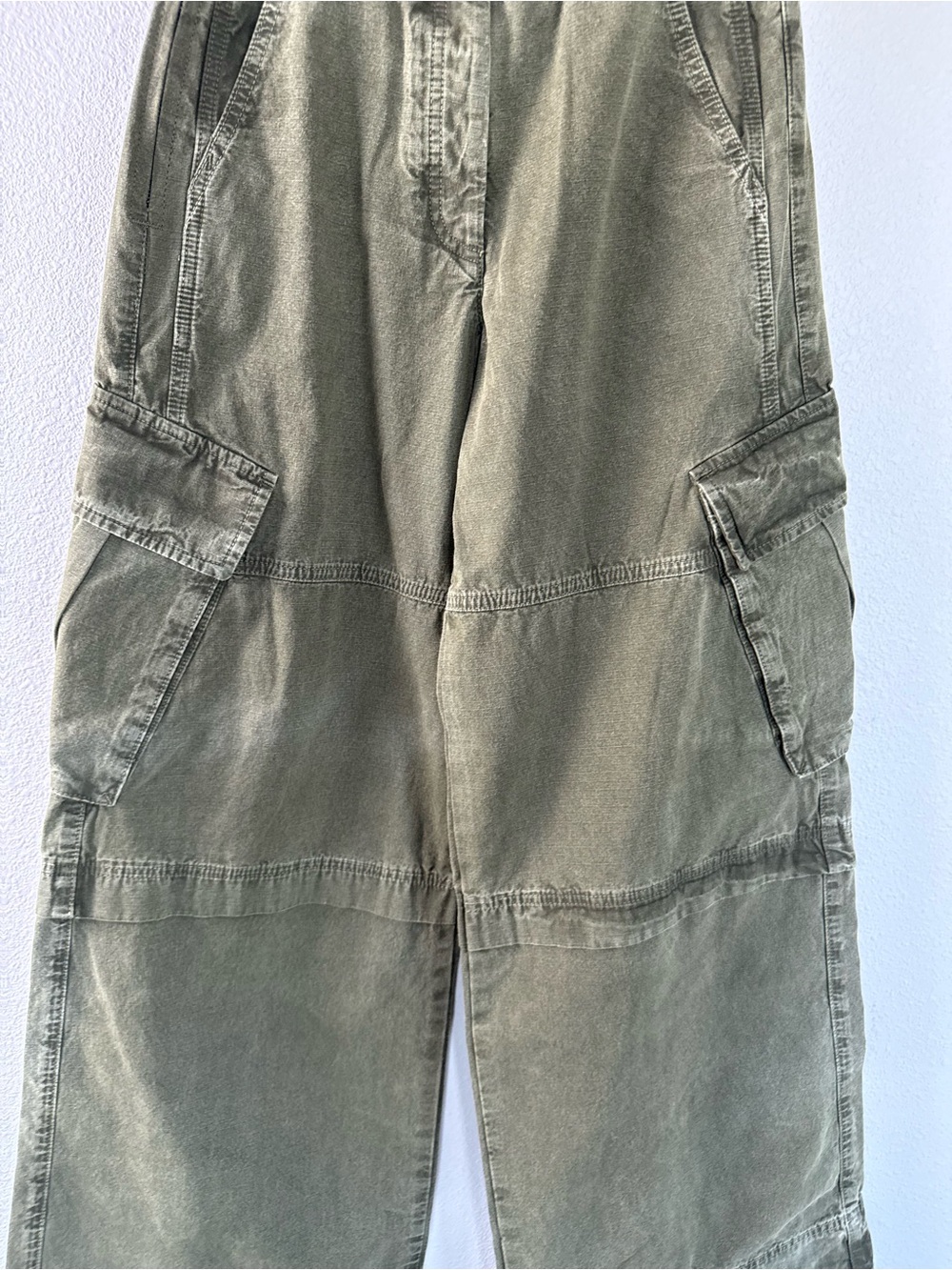 New ME+EM Wide-Leg Cargo Trouser Elastic Waist Pants NWT Spring Olive Size 2 - Picture 6 of 16
